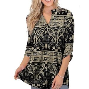 Verabendi Plus Size 3/4 Roll Sleeve Tunic Top